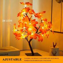 VIDA4U Lmpara Bonsi de Hojas de 48 Arces Rojas, Luces Artificiales con Ramas Ajustables Alimentadas por, Lmpara Nocturna de Mesa para la Decoracin del Hogar, Festival, Navidad, - Arce Rojo - Ver 3