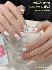 2025 Nail Art Velvet Paint Gel And Cream Gel Set, 18-Panel Fashion LED Nail Gel, High Saturation Color Gel Nail Polish, Glossy Shine Multi-Functional Modeling Gel Nail Polish For Fashion Salon Nail Design, Christmas Gift For Women - Nhiều màu - Xem 5