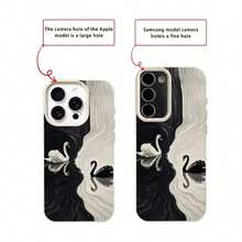 1pc Vintage Floral Heart Frame Swan Pattern TPU Phone Case Compatible With IPhone 17 Pro Max/17/16 Pro Max/15/13/12/11, S20 FE/A15/S24/A55,  Note 11/12/13 Pro, Full Body Soft Protective Cover - Kiểu 4 (1 chiếc) - Xem 7