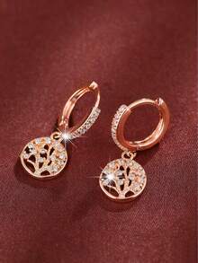 Bông tai thả cây Zirconia - Vàng - Xem 8