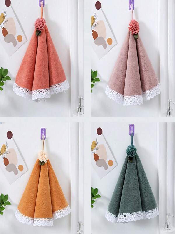 1/4PCS Microfiber Hand Towels For Bathroom, Floral Design Quick Dry Small Round Towel Set For Bathroom Kitchen,Soft Absorbent Hand Towel Yet Quick Dry