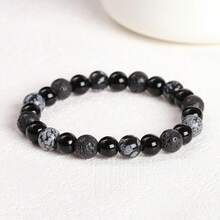 一条8毫米混合珠手链，包含黑玛瑙和黄虎眼石，波西米亚风格，可叠戴，蕴含疗愈石，有助于提升能量和智慧，适合青少年和成人，日常佩戴或节日礼物皆宜。 - 彩色 - 查看 8