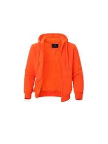 Men's Autumn And Winter Tops, Men's Fleece Jackets, Simple And Pure Color, Thickened Fleece, Warm In Winter, Windproof When Going Out - Màu cam huỳnh quang - Xem 2