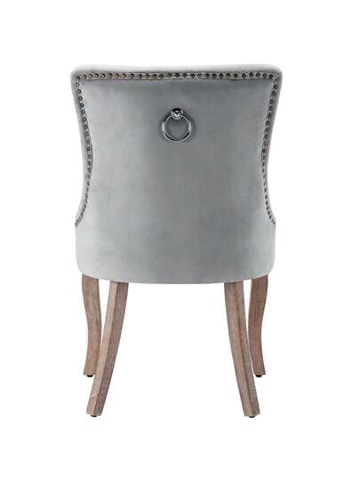 Luxurious Dining Stoel (Kitchen Chair, Living Room Pieces), Upholstered Nailhead Solid Wood Legs, Fluwelen Upholstery, Grijs view 8