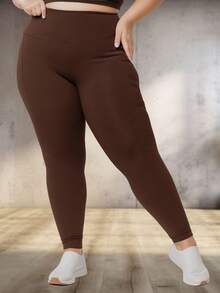 KIT 2 Plus Size Women's Leggings, Flannel, High Waist And Zero Transparency, From G1 To G5 - 棕灰色 - 查看 2