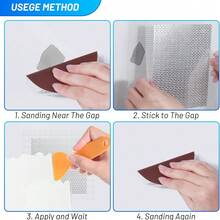 7件套（2片15厘米+2片20厘米+2片4英寸砂纸+1个塑料刮刀）石膏板修补铝墙贴片套装，镀锌板上覆有玻璃纤维网，石膏板孔洞修补贴片，带加长自粘网的金属贴片，易于使用的玻璃纤维和铝墙修补贴片 - 彩色 - 查看 10