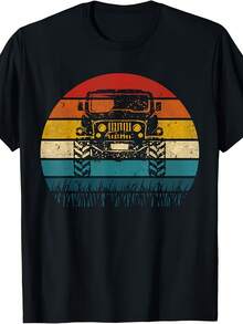 Vintage Sunset 4x4 Car Off Road Wave Big Cars Driving B-Day T-Shirt - 款式28 - 查看 1