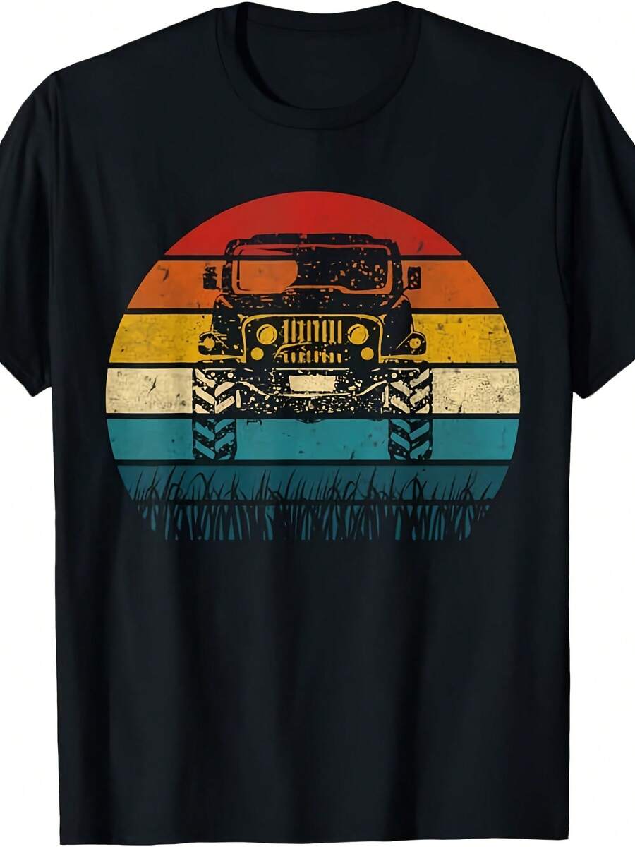 Vintage Sunset 4x4 Car Off Road Wave Big Cars Driving B-Day T-Shirt - 款式28 - 查看 1