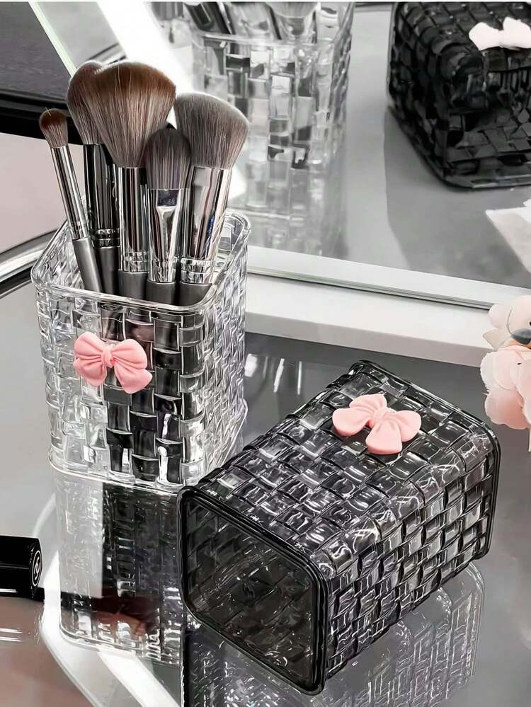 1pc/2pcs Transparent Bow Pen Holder, Student Desk Pen Holder, Desktop Storage Box With High-End Feel, Mini Desktop Trash Can, Suitable For Student Desk Organization, Stationery, Cosmetics Storage, Cute And Stylish Stationery Box, Organizer, Gift For Family, Friends, Coworkers, School Supplies, Pencil Case, Storage Items,Bag - Multicolor - View 5