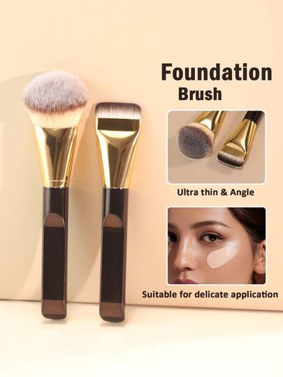 2pcs Makeup Brushes Set, 1pc Ultra-Fine Bristle Brush Designed For Light Makeup Application, 1pc Angled Brush Head For Face Contouring. This Multi-Functional Makeup Tool Is Also A Travel Essential Beauty Item. It Can Be Used As Foundation Brush, Concealer Brush, Blush Brush, Contour Brush, Powder Brush, Etc.