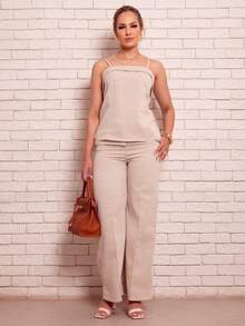 Conjunto Feminino em Linho Misto Calça Reta Social e Blusa Linho Misto  Elegante – Moda Alfaiataria