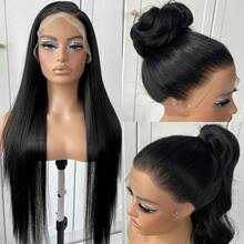 360 Straight Lace Front Wigs Glueless Long Straight Hair Lace Front Wig Pre Plucked Synthetic HD Lace Front Wig 28-32inch Natural Black,613,1B99J - Multicolor - View 4