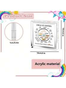 Suitable For Relaxing Office And Classroom Control Circle Acrylic Decoration - Inspirational Mental Health Art With 'I Can Control Design - Transparent PMMA Plaque For Living Room, Bedroom, Or School Decoration, Relaxing Office Decoration, Back To School, School Supplies - 白色 - 查看 3