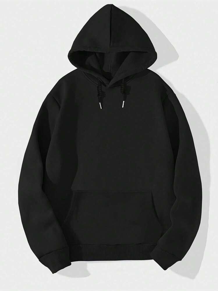 Sp5der Star Graphic Black Hoodie, Men's Casual Long Sleeve Pullover Hooded Sweatshirt With Pocket, Comfortable Cotton Polyester Knit Fabric Y2K Street Style, For Autumn/Winter - 黑色 - 查看 2