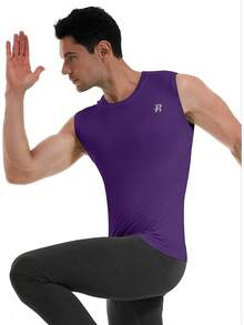 GYHSRunhit Sleeveless Compression Shirt Men Top Athletic Muscle Shirts Men - 紫色 - 查看 6