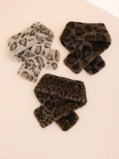 1 قطعة وشاح رقبة نسائي بطبعة فهد ملونة ناعمة ودافئة بطراز أوروبي وأمريكي كلاسيكي، مناسب للاستخدام اليومي والتنقل والدراجات في فصلي الخريف والشتاء