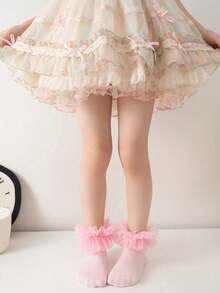 8 Pairs Mesh 4-Layer Lace Trim Breathable Comfortable Children Socks, Girls Dance Socks - Multicolor - View 6