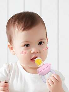 KUNT 1pc Baby Silicone Pig Shaped Fruit & Vegetable Teether, Suitable For Daily Feeding - Blue and White - View 7