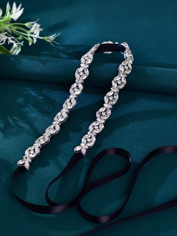 Cinto de cintura com strass floral brilhante (1 peça), acessório clássico para vestido de comunhão, cinto fino feito à mão para casamento, presente para madrinhas, Halloween.