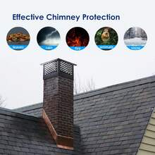 Tapa de chimenea cuadrada de 13 x 18 pulgadas, acero galvanizado, base ajustable, cubiertas de malla, compatible con conductos de arcilla - Negro 13*18 PULGADAS - Ver 4