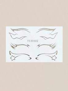 1pc 3D Silver Face Eyeliner Temporary Tattoo Sticker - Bạc - Xem 3