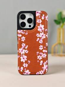 GALLAPLE Wallet - Style Mobile Phone Case Floral Pattern Phone Case With Pink Magnolia Design Slim Protective Cover, Fashion Accessory For Women, Phone Case Comes With A Magnetic Slot Holder, Making It More Convenient To Store ID Cards For IPhone 17Promax 17Air 17Pro 17 16Promax 16 15 14 13 12 Plus Pro S25Ultra 25 24 23 22 Plus Case - 黑色 - 查看 7