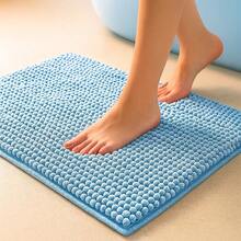 LuckBaby Bathroom Rug Kit 40x60 Non-Slip Microfiber Ball Noodles Shower Exit Machine Washable - Cadet Blue - View 1