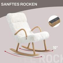 HOMCOM Rocking Chair Swing Chair Armchair, Nursing Chair Wool Look Up To 120 Kg, Ideal For Bedroom & Living Room, White - White - View 3