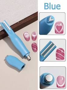 3-In-1 Heart-Shaped Cat Eye Nail Art Magnet, With Heart Line & Snake Skin Pattern, French Manicure UV Magnetic Stick, Professional DIY Nail Salon Essential Tool - Multicolor - View 4