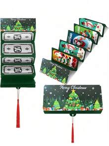 1pc Santa Claus Dollar Bill 10-Slot Red Envelope Gift Bag, Christmas Holiday Party, Gift Cash Money Box, Christmas Decoration, Christmas Party Favor, Holiday Party Gift - Multicolor - View 7