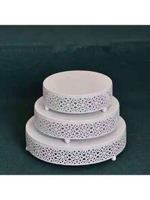 3-Piece Cake Stand Set Round Metal Cake Stands Dessert Display Cupcake Stands, Gold - trắng - Xem 6