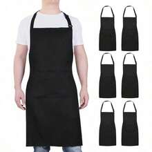 Minimalist Black Chef Apron - Pocket-Free, Unisex Adult Apron For A Sleek Look | Kitchen Essentials/Chef Aprons/Beginner Kitchen Tools/Cooking Must-Haves - Black - View 5