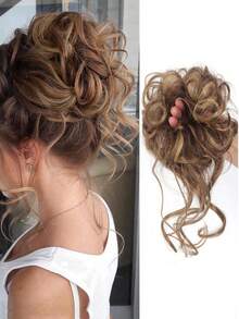 Synthetic Messy Curly Claw Hair Bun Chignon Hair Extensions Scrunchy Fake False Brown Black Hair With Tail For Women Hairpieces - Multicolor - View 16