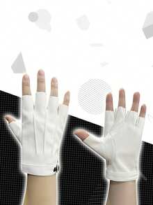 1 Pair Leather Fingerless Casual Sports Style Gloves, Fashion Street Dance For Men