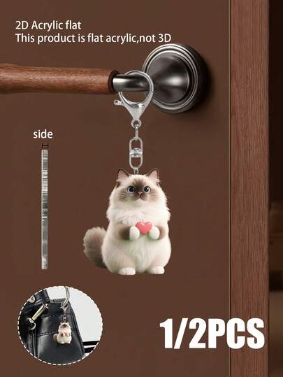 可爱卡通猫咪亚克力钥匙扣，萌猫配饰，时尚背包挂件，手提包挂件装饰，钱包挂件，情侣包包配饰礼物，防水龙虾扣钥匙扣，送给家人朋友的理想礼物，生日和特殊场合的完美之选，返校礼物，户外配饰，派对装饰，礼品，纪念品，完美的圣诞礼物