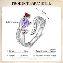 1 pieza Collar personalizado con colgante de piedra natal con forma de corazón, regalo del Día de la Madre, regalo para ella, joyería de mujer, joyería de plata, joyería DIY, joyería para mujeres, regalo ideal para Navidad, Día de la Madre, San Valentín, cumpleaños, aniversario, graduación o amigos, compañeros de clase y familia - Plateado - Ver 4