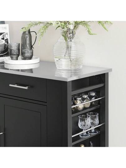 SoBuy FKW108 Kitchen Trolley Stainless Steel Top Isl Side Shelf Cabinet Sideboard On Wheels Serving Wit Approx.: 107 94 46 Cm view 10