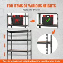 Storage Shelving Unit, 5-Tier Adjustable, 2000 Lbs Capacity, Heavy Duty Garage Shelves Metal Organizer Utility Rack - Black - 黑色 - 查看 6