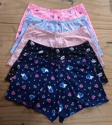 Kit Of 4 Shorts Suede Cute Print Women's Pajamas - Nhiều màu - Xem 2