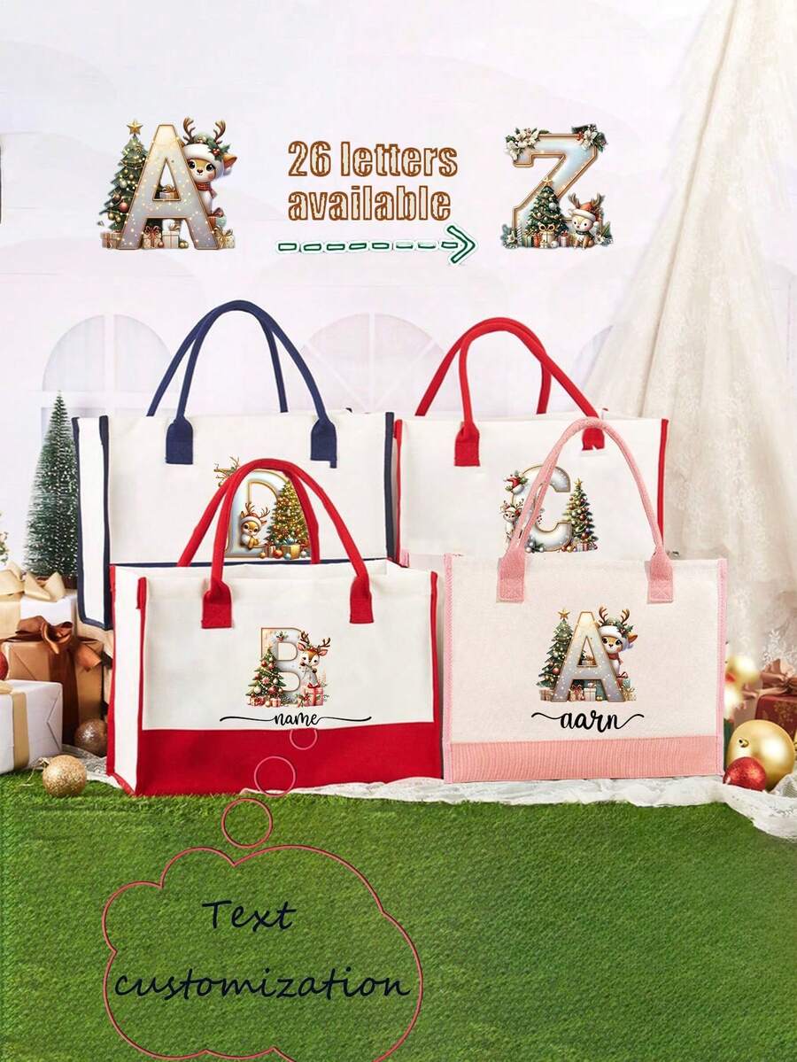 Sac à bandoulière en canevas de dopamine de Noël personnalisé avec texte, sac fourre-tout à motif personnalisé, sac à main ecanevasle imprimé, grand sac de courses, grand sac, sac de rentrée scolaire, léger, imperméable, convient pour les mariages, les anniversaires, les plages, les vacances. C'est le meilleur cadeau pour les dames, les mères, les enseignants, les amis, les demoiselles d'honneur et les étudiants.