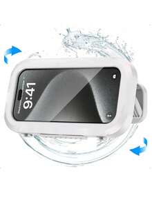 1PC 360 ° Rotating Waterproof Shower Phone Holder, Extendable, Adjustable Angle, Shower Room, Shower, Shower Phone Case, Bathroom Wall Anti Fog High-Sensitivity Cover Installation Box, Mirror, Bathtub, Kitchen, Waterproof Bathroom Touch Screen, Phone Bathroom Decoration For Summer Return To School Bathroom Storage Rack&Corner Rack