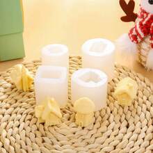 1 szt. Nowa kreatywna silikonowa forma na świecę w kształcie mini domku, zimowa świeca, silikonowa forma do pieczenia DIY - Biały - Zobacz 6