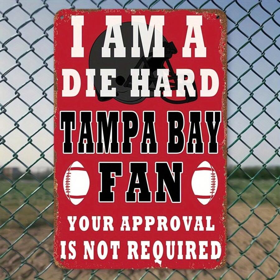 1 Confezione Cartello da Fan Sfegatato dei Tampa Bay, Quadro da Parete in Metallo Vintage da 8x12 Pollici, cartellone Decorativo in Metallo Durevole, con la Scritta "Il Tuo Consenso Non è Richiesto", Ideale per Garage, Grotta Maschile, Caffè, Bar, Club - Regalo Perfetto per Amici.