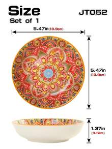 1/2/4pcs Ceramic Round Plate, Available In Orange/Red/Blue/Green, Suitable For Restaurant And Home Use