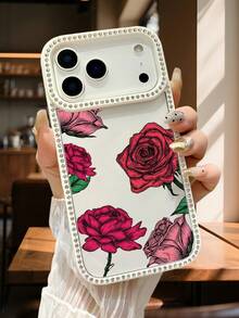 Vintage-Handyhülle mit rotem Rosenblumen-Gravurmuster, romantischer, eleganter Stil, Blumendruck, Premium-Schutzhülle für den täglichen Gebrauch, kompatibel mit iPhone 17promax/17pro/17/17Air/16promax/16pro/16plus/16/15promax/15pro/15plus/15/14promax/14pro/14plus/14/13promax/13pro/13/12promax/12pro/12/11promax/11