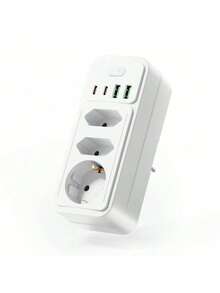 1 Pack 7-In-1 Multifunctional Wall Plug, 2 USB-A And 2 USB-C Ports, With Surge Protector, Multipurpose Home Office And Workspace Power Organizer, Outlet Extender, Wall Adapter With Overload Protection, Suitable For Home, Office, Travel, Bedroom, Gaming Room And More