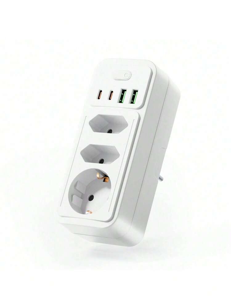 1 Pack 7-In-1 Multifunctional Wall Plug, 2 USB-A And 2 USB-C Ports, With Surge Protector, Multipurpose Home Office And Workspace Power Organizer, Outlet Extender, Wall Adapter With Overload Protection, Suitable For Home, Office, Travel, Bedroom, Gaming Room And More - EU F Type Plug(220-240V) - View 12