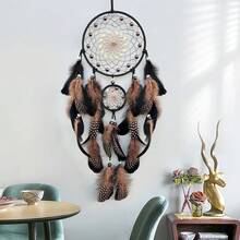 1pc Handmade Glow-In-The-Dark Dream Catcher, Luminous Wall Decor, Creative Fluorescent Bead Home Decoration, Christmas Ornament, Artificial Feather Hanging Accessory - Multicolor - View 12
