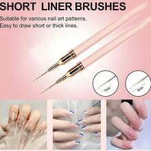 5 Pieces Pink Nail Art Brushes Extra Fine Brush French Manicure Stripe Nail Art Painting Brush Set, Gel Nail Line Brush Set And Drawing Line Brush For Nail Salon, Back To School, School Supplies - Pink - View 3