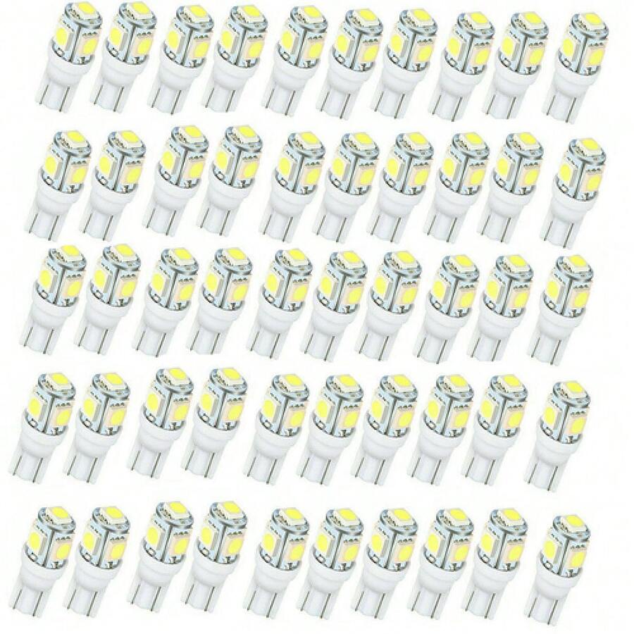50 PCS T10 Side Wedge 5-SMD 5050 Car LED Light Bulbs W5W 2825 158 192 168 194